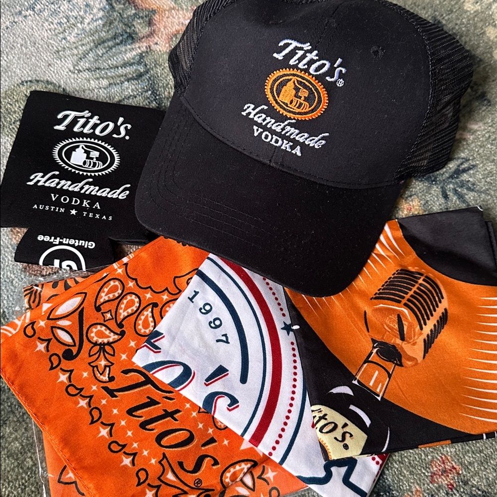 New TITO’S Hat + Bandanas + Koozie set